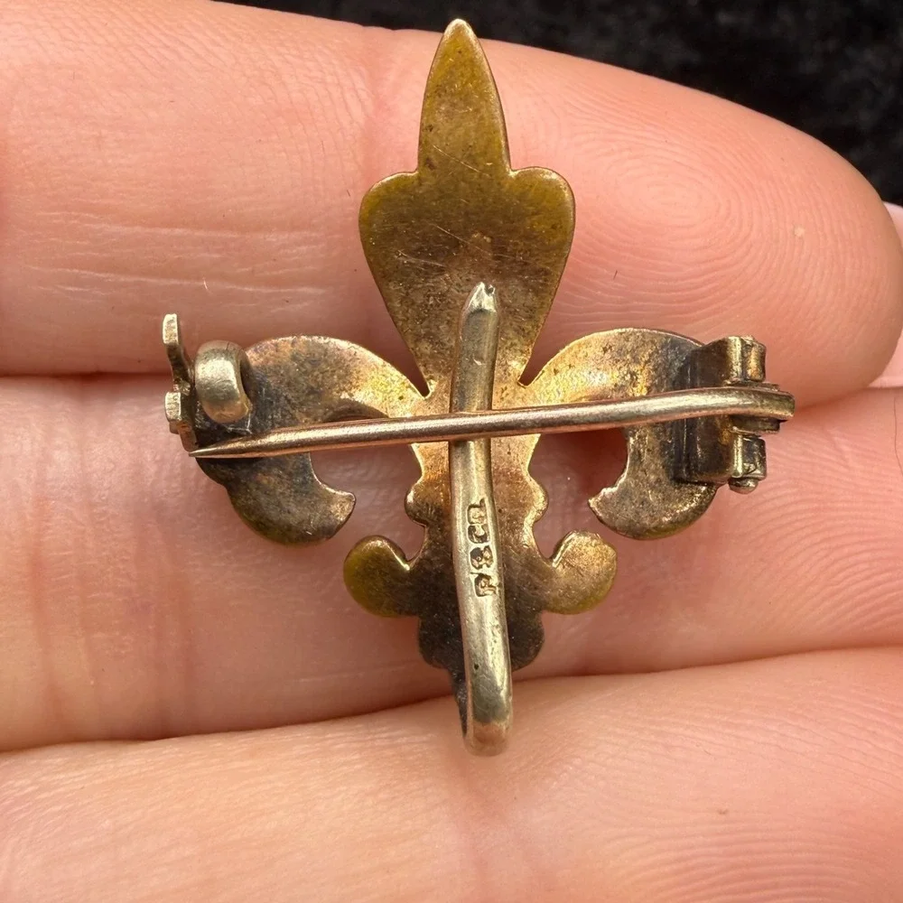 Vintage Gold Filled Watch Chain Brooch Fleur-de-lis